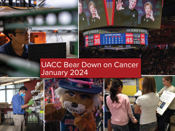 A collage of five photos from the Bear Down on Cancer January 2024 newsletter