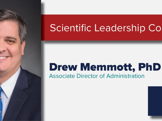 Portrait of Drew Memmott accompanied by his name and title.