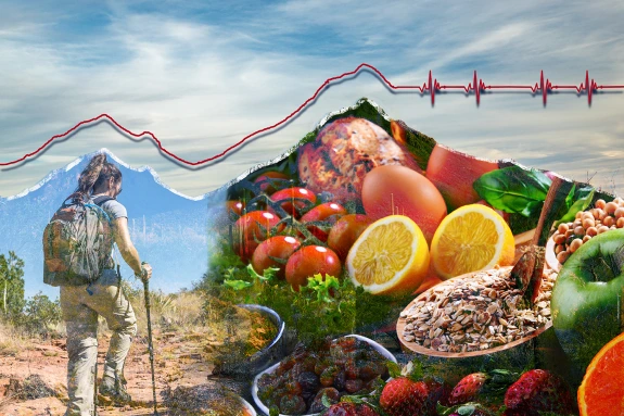 Hiker and fresh foods