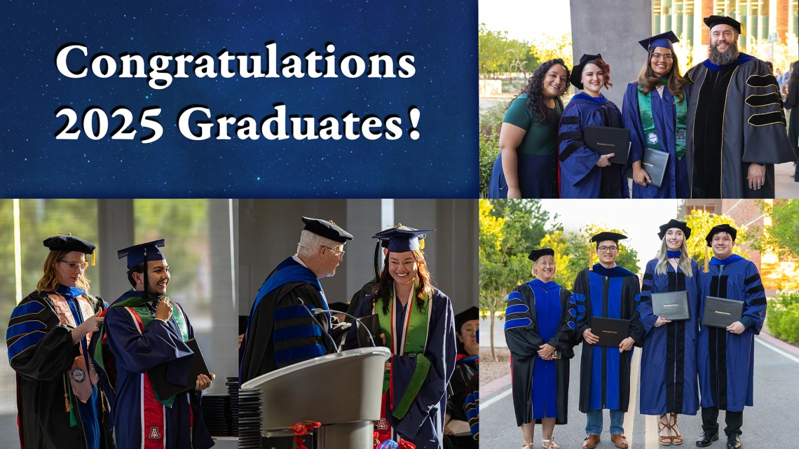 Collage of photos of U of A graduates associated with the cancer center.