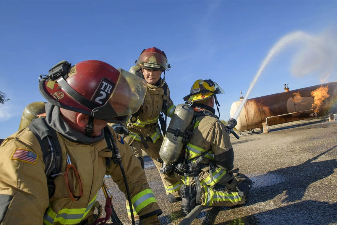 Firefighters at training grounds in Marana, Arizona.