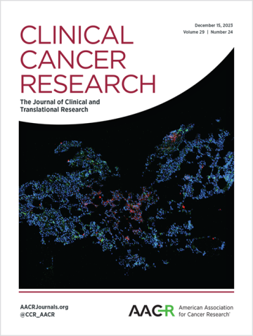 Clinical Cancer Research Dec. 2023 cover with a section of bone marrow biopsy on it.