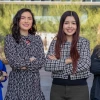 Four University of Arizona researchers from the HPV, dysplasia and cervical cancer study stop for a photo outside a building on campus.