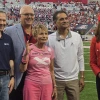 Left to right: U of A Comprehensive Cancer Center Director, Dan Theodorescu; U of A Foundation President and CEO, JP Roczniak; U of A President, Suresh Garimella; and U of A Athletics Vice President and Director, Desiree Reed-Francois.