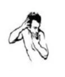 Drawing of a man holding his face.