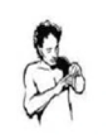 Drawing of man checking his elbow.